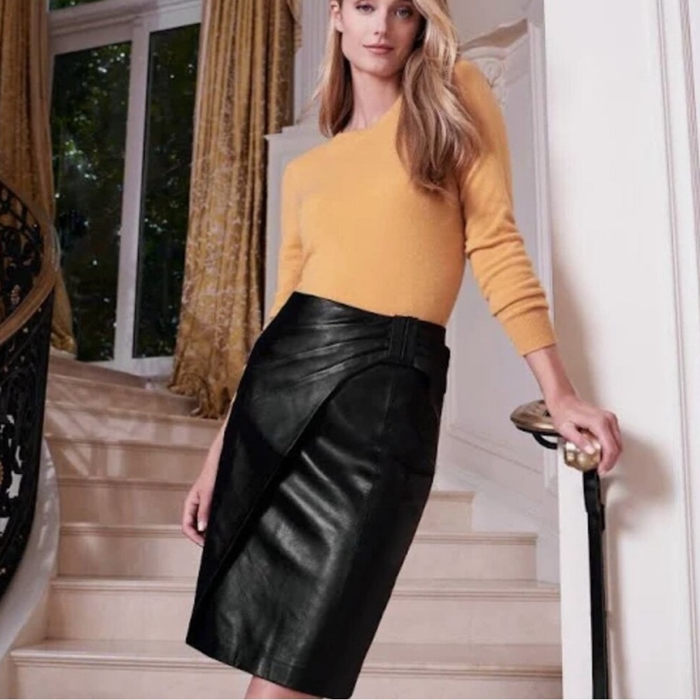 Antonio Melani - Black Leather Pencil Skirt